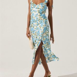 ASTR the Label Sweetheart Bow Strap Midi Dress